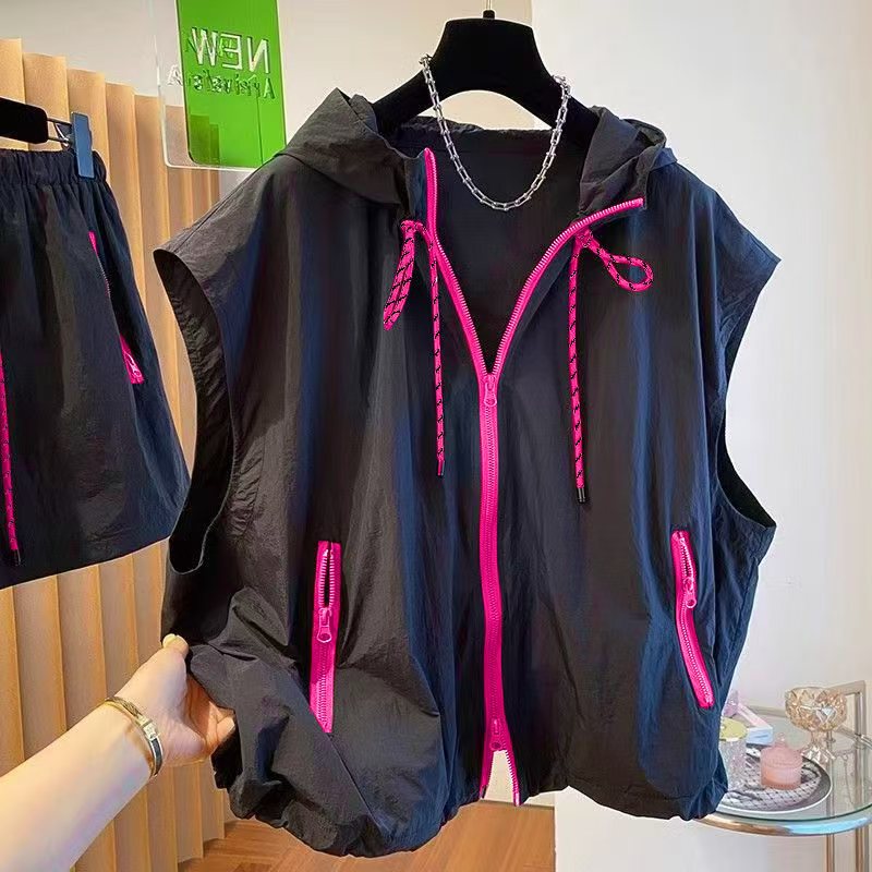 2025 Summer Thin Outdoor Sports Hooded Vest for Men and Women Trendy Brand Loose Casual Sleeveless Vest Jacket Quick-Drying