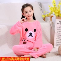 Bộ đồ ngủ bé gái mùa thu 2018 flannel trong kho báu lớn trinh nữ lông cừu san hô đặt nhà bố mẹ-con dày lên ấm áp đồ bộ mặc nhà