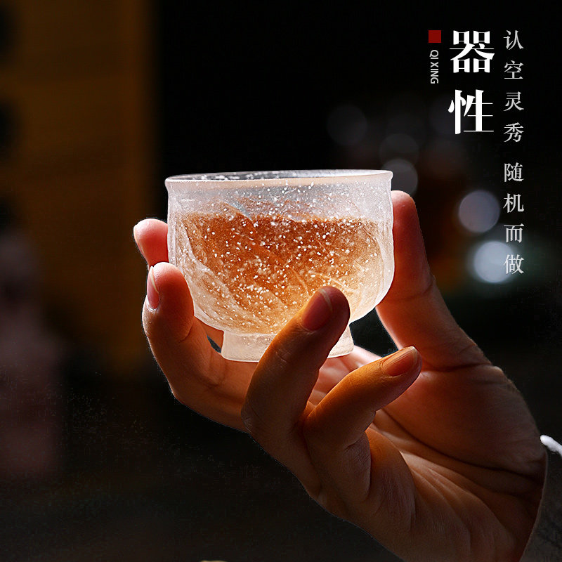 Ancient method of glazed frozen roast master Cup Single Cup home Tea Tea Cup Ice Crystal translucent retro tea cup