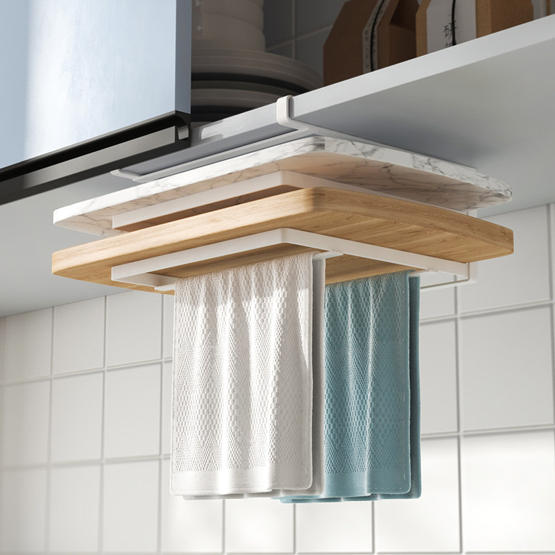 The deck places the roof of the roof double-layer paste frame shelf kitchen cabinet hanging rack under the kitchen cabinet