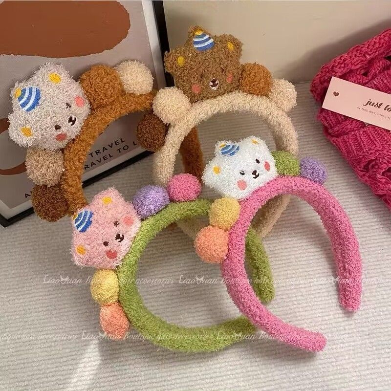 Cute Bear Face-Washing Headband for Women, Special for Applying Facial Masks, Plush, Non-Damaging to Hair, Cartoon Headband, New Style Cute Bear Face-Washing Headband for Women, Special for Applying Facial Masks, Plush, Non-Damaging to Hair, Cartoon Headband, New Style