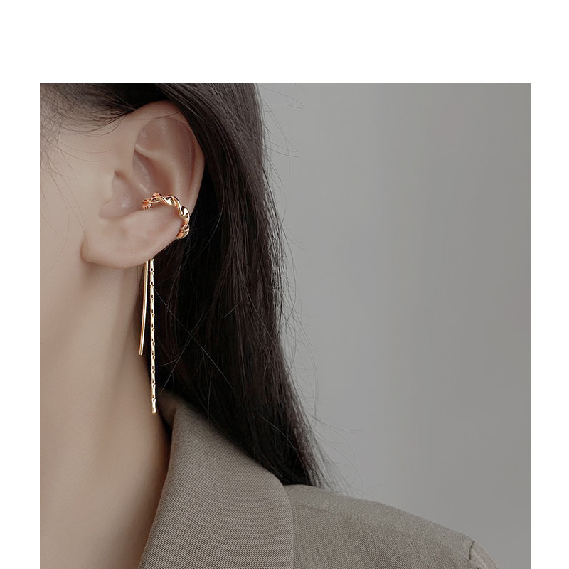 High price-performance ear osteoclaves without ear clips female lukewarm water metal lukewarm wind personality Fashion opening long earrings 