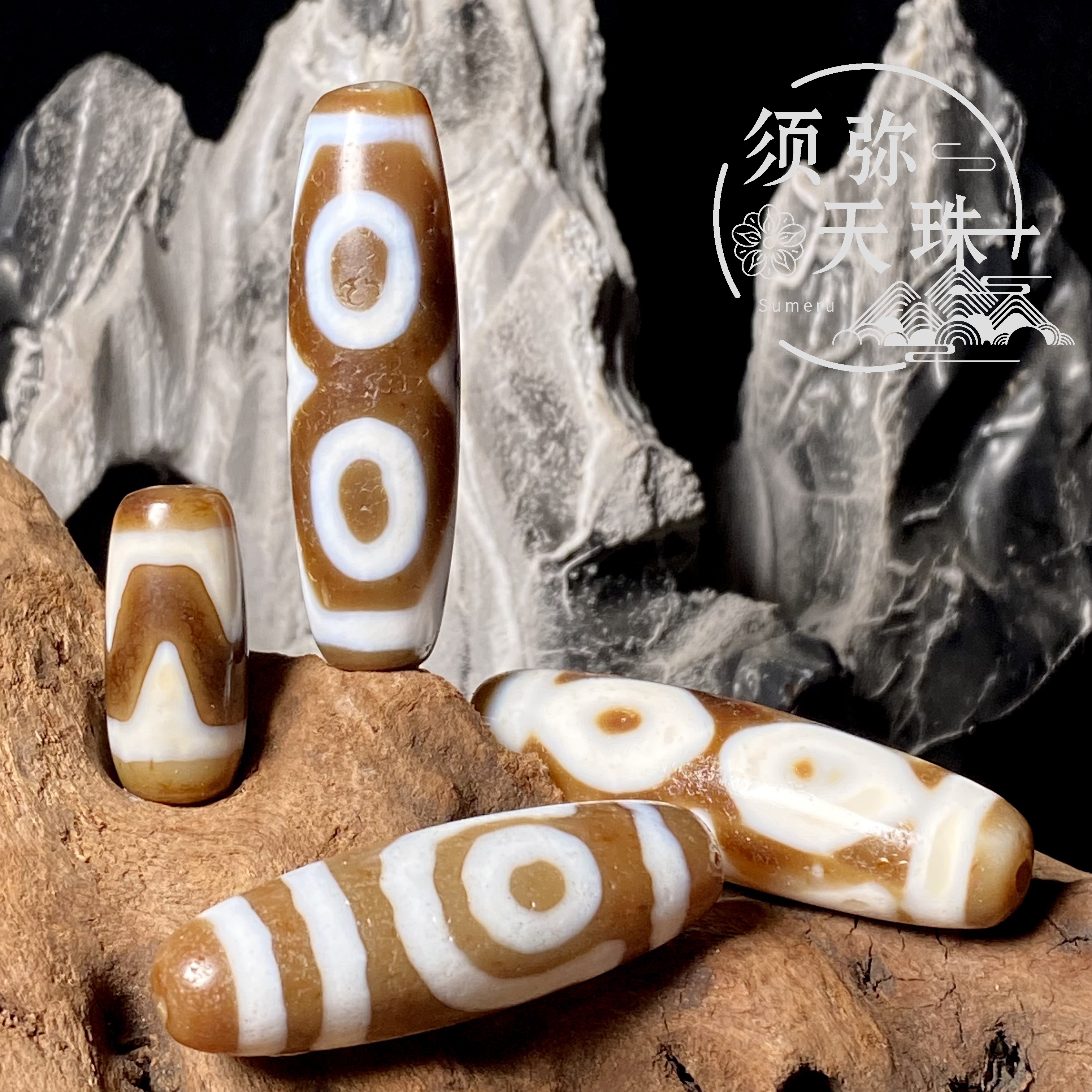 Meru live photography Tibetan genuine to pure old materials the best agate saccharification dzi collarb chain bracelet loose beads