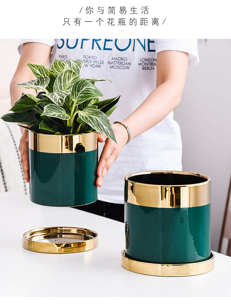 Chậu gốm Phnom Penh Nordic Light ngọc lục bảo sang trọng mạng gia đình cá tính sáng tạo của khay màu đỏ với một bình hoa và cây xanh bình thủy tinh cắm hoa