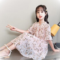 Girls summer dress 2021 new childrens net red dress Princess dress girl Summer chiffon beach skirt