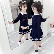 Girl dress long sleeve 2021 New College Style girl princess dress in the big Children Spring and Autumn thin childrens dress skirt