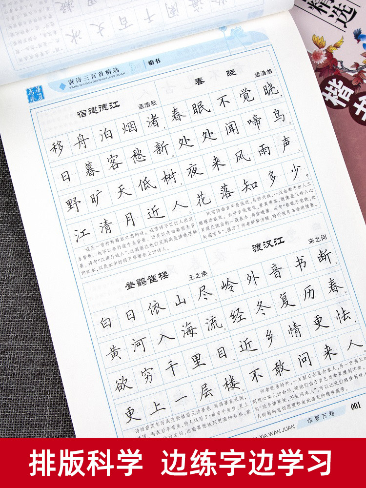 Chinese Calligraphy Copybook: Three Hundred Tang Poems, Three Hundred Song Ci Poems, Tian Yingzhang's Regular Script Copybook, Cursive Script and Semi-Cursive Script for Adults to Practice Writing, Ancient Poetry for High School Students, Middle School Students, Elementary School Students, Regular Script with Fountain Pen, Hard Pen Calligraphy Copybook for Copying