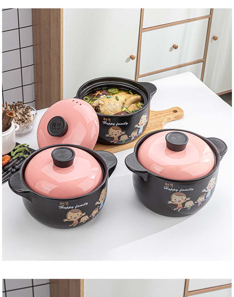 Orange leaf casserole stew household gas crock soup simmering little ceramic casserole soup rice, induction cooker pot