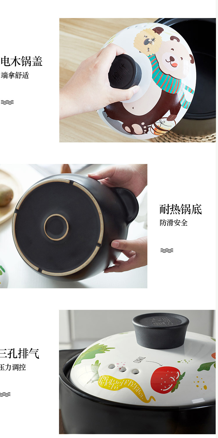 Orange leaf ceramic casserole stew pot of porridge with household health flame induction cooker for small casserole soup pot soil jug