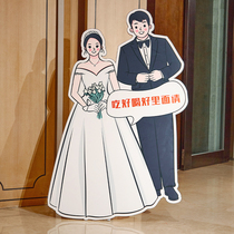 Man-shaped stand-up custom of body wedding kt board cartoon hand painted wedding greeting card exhibition stand poster bracket show shelf