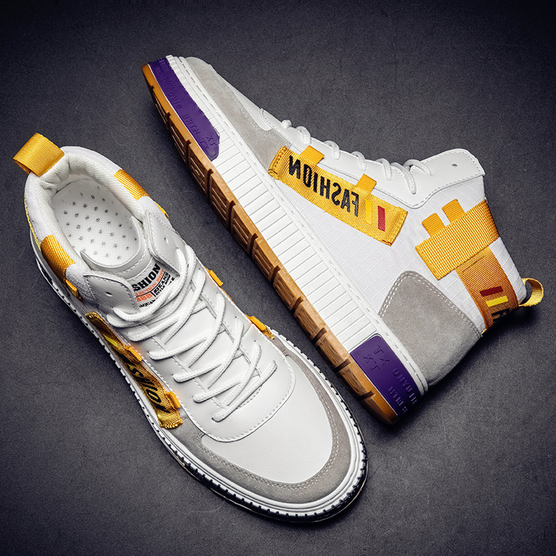 ins Tide Brand High-tube Men's Shoes Sports Korean Joker Basketball Tide Shoes Mid-tube Trend Winter Board Shoes Spring and Autumn