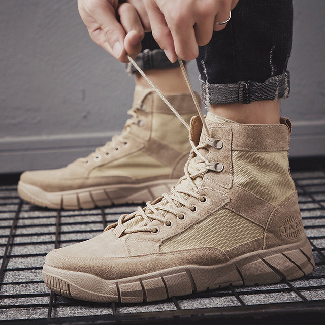 Summer Martin boots workwear desert boots high-top canvas men's shoes breathable mid-top training boots spring and autumn combat mountaineering