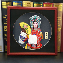 Oriental Craft Peking Opera Facebook Pendant Drama Characters Pendant Drama Characters Square Solid Wood Glass Photo Frame to Send Foreign Gifts