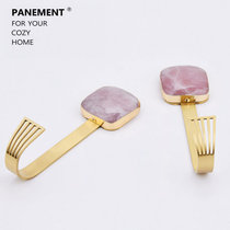 Brass Nordic creative crystal hook Natural pink crystal coat hook Entrance bathroom wall decoration hook free hole