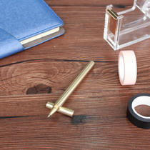 Nordic brass gold handmade gel pen Extremely simple water-based pen Metal cylindrical copper pen writing signature pen design