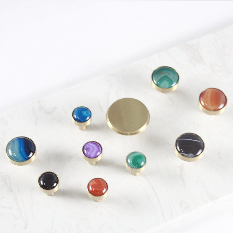 Nordic Creative Brass Hook Natural Agate Stone Light Lavish Hood Hook Seducal Closing Wall Decoration Brass Wall Hanging