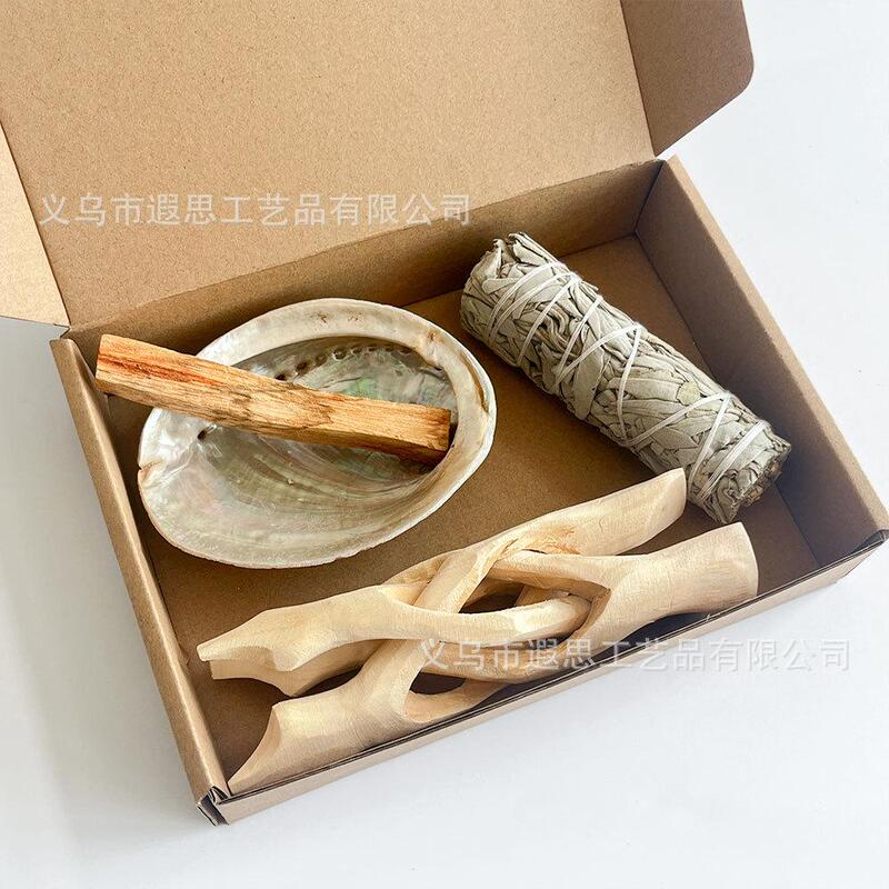 Authentic Australian White Abalone Shell Sage Peruvian Sacred Wood Incense Burning Container Shell Creative Home Decoration