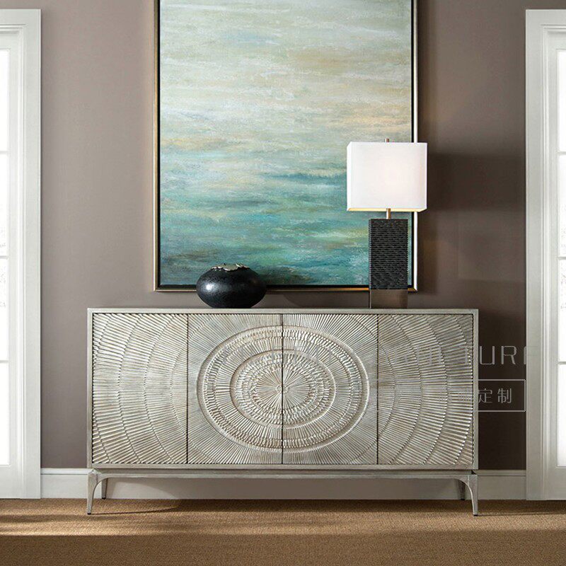 American Solid Wood Shuttle Cabinet French Retro Collection Cabinet European-style Carved Lounge Lounge Direction Cabinet Customized