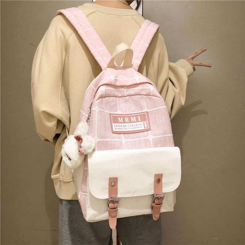 Korean version of canvas children's cute large capacity school bag Primary school girl 2-3-5 grade shoulder girl 6-11 years old