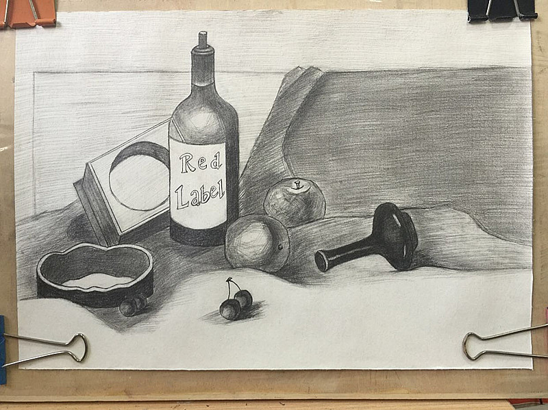 On behalf of drawing sketch still life finished product 8 open design sketch fruit theme sketch model painting wine bottle fruit finished product sketch