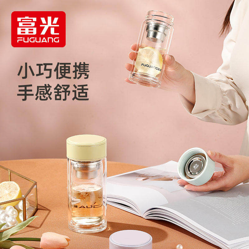 Rich light double glazed cup female heat resistant and explosion resistant mini portable small high face value ins feng shui mug