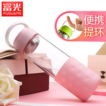 Fukuang glass for men and women students Water Cup Korean portable cute fresh Cup creative Net Red single layer hand Cup