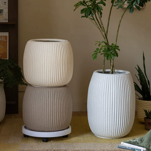 掬涵 Скандинавский простой цветочный горшок из магниевой грязи большого диаметра, черепаха Таро, зеленое растение в горшке для гостиной, напольное украшение для внутреннего цветочного горшка