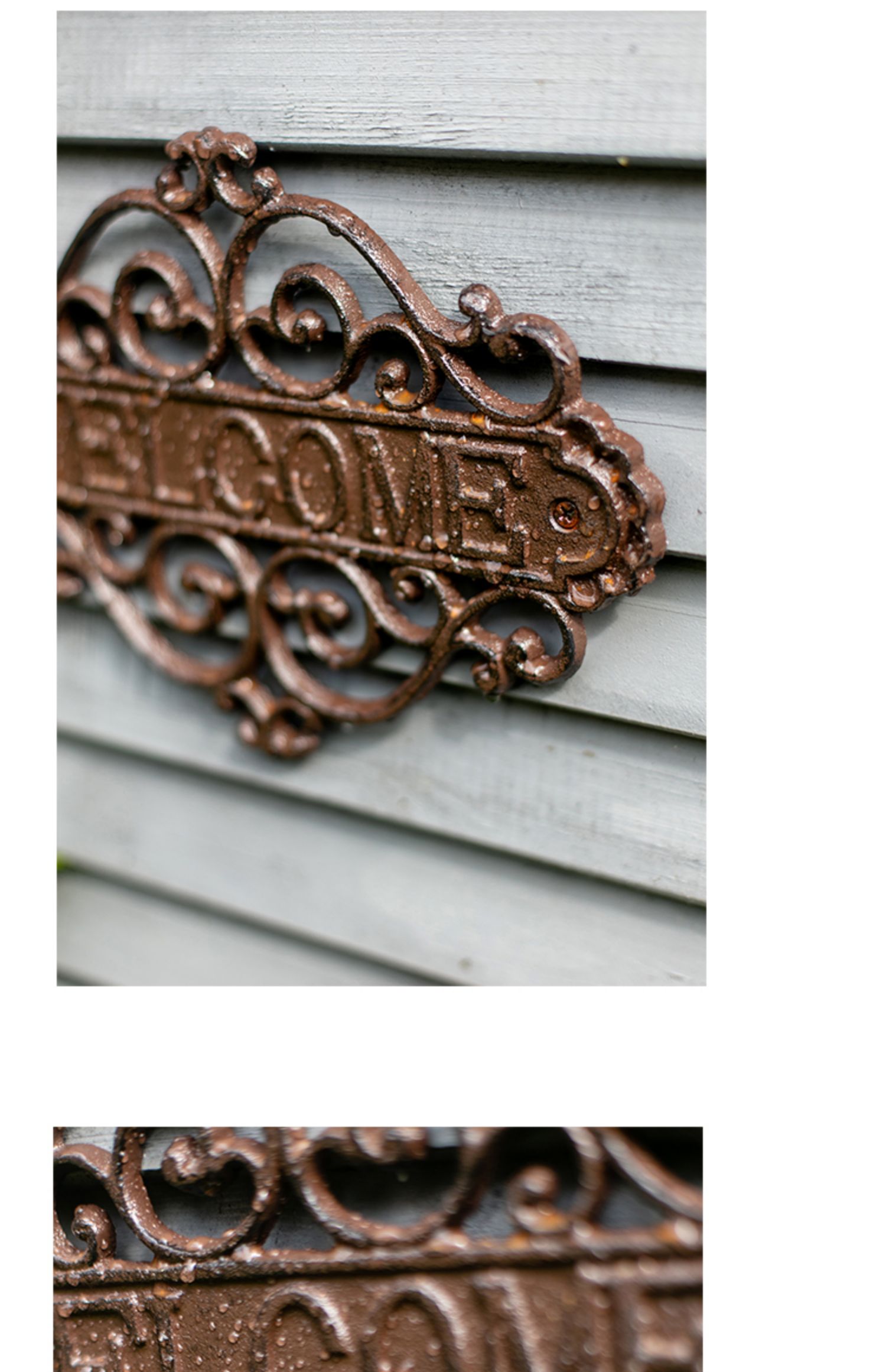 Willkommensschild aus Gusseisen, Türschild im europäischen Stil, Dekorationsgeschäft, Kunsthandwerk für Garten und Innenhof_voghion.com