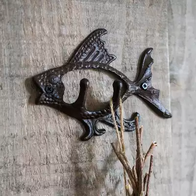 Juhan cast iron flying fish hook wall hook Garden courtyard outdoor decoration personality grocery ZAKKA American