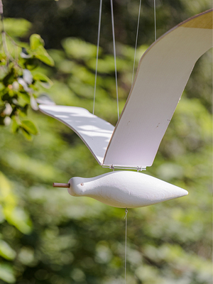 会飞的海鸥客厅阳台飘窗空中悬挂吊饰儿童房艺术创意木质飞鸟挂饰