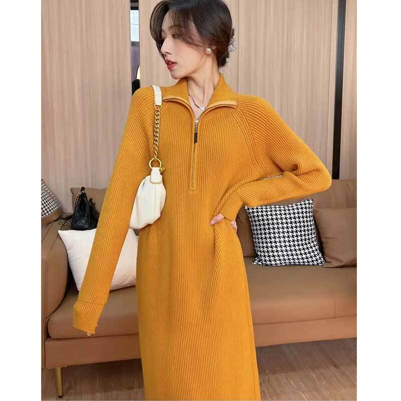 Spring and Autumn Knit Dress for Women 2026 Early Autumn New Style Lazy Style Soft Sweater Loose Slimming Versatile Base Dress Spring and Autumn Knit Dress for Women 2026 Early Autumn New Style Lazy Style Soft Sweater Loose Slimming Versatile Base Dress