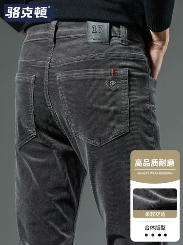 Элитные вельветовые демисезонные штаны, осенние, свободный прямой крой, для среднего возраста