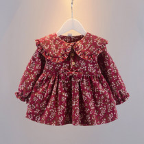 Girl Coats Spring Autumn 2020 New Foreign Air Crushed Flowers Skirt Clothes Autumn Winter Dress Blouse Womens Baby Han Edition Double Coat Tide