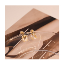 (W Dear) Design Feel Square Zircon Clips Without Earhole Woman Temperament Commute BRIEF Mosquito Coil Earrings