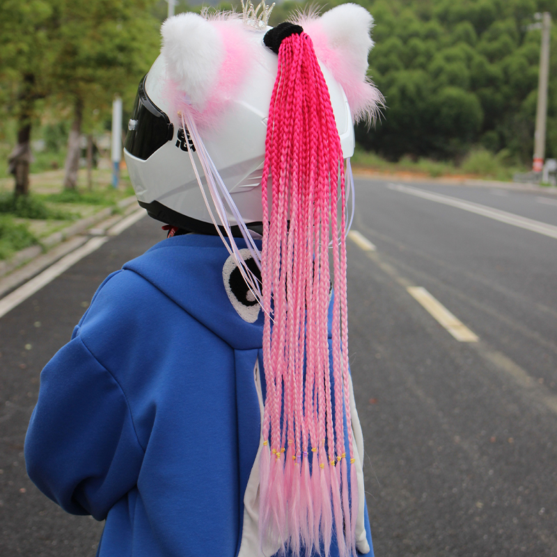 Creative Motorcycle Helmet Dreadlocks for Men and Women, Motorcycle Ponytail, Personalized Cool Wig Braids, Helmet Accessories, Twist Braids