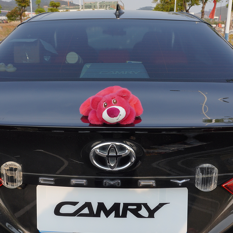 Car Exterior Rear Trunk Hanging Ornament, Strawberry Bear Plush Toy for Car Roof, Detachable Decoration Car Exterior Rear Trunk Hanging Ornament, Strawberry Bear Plush Toy for Car Roof, Detachable Decoration