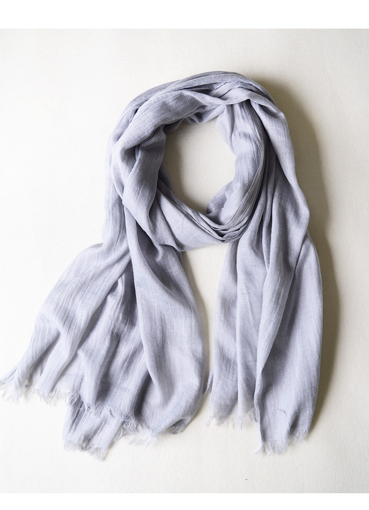 春夏季薄款男士围巾深灰色百搭黑色纯色棉麻年轻人围巾女防晒披肩详情43