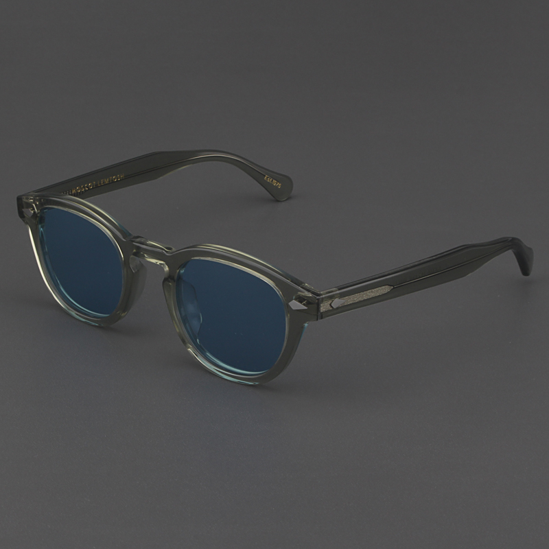 MOSCOT LEMTOSH Sunglasses Men's Transparent Gray-Green Frame Light Blue Lens Glasses Acetate Sunglasses Women's Trend