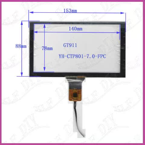 6 2 inch capacitor touch YH-CTP801-7 -FPC handwritten outer screen glass 153*88mm