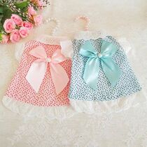 Dog Dress Bow-knot Decor Ruffled Hem Puppy Skirt Cotton