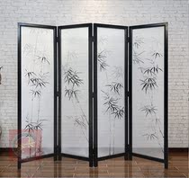 New Chinese screen partition solid wood entrance entrance Office Mobile folding screen translucent living room folding screen