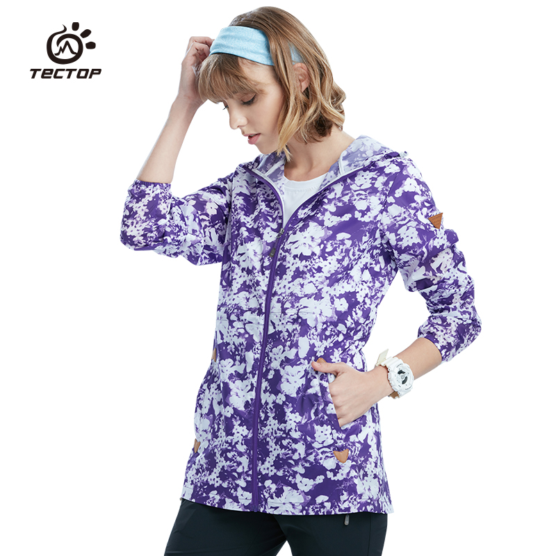 Exploring Tuo Spring Summer Outdoor Medium Long Version Printed Skin Coat Women's Comfort Breathable Sunscreen Camouflak With Camouflak Printed Thin Wind Clothing