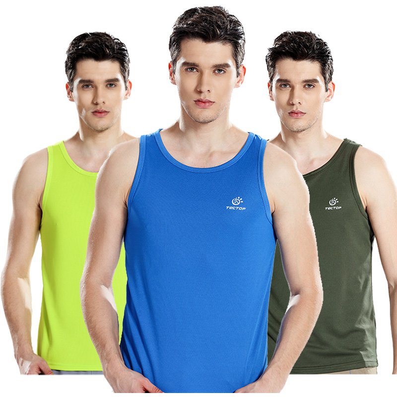 Explore outdoor men's summer speed dry shoulder vest sweat and breathable sports elastic leisure T-shirt speed dry vest