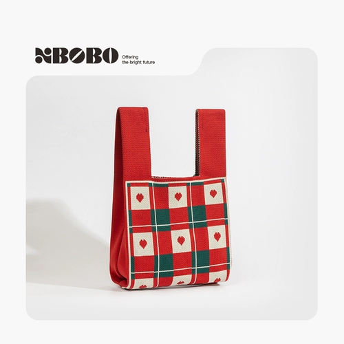 Демисезонная ретро оригинальная трикотажная красная маленькая сумка клатч