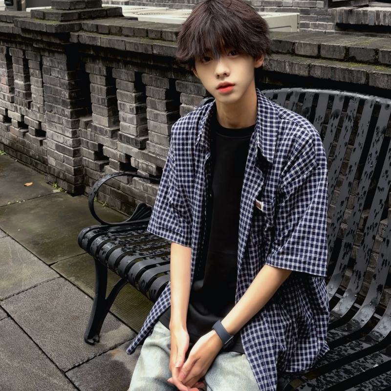 Be Careful with the Sweetyy Shirt｜Vintage Plaid Short-Sleeved Shirt with Ribbon Decoration, New Summer Style