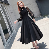 High-end small evening dress dress dress female banquet temperament celebrity black long thin dress dress can usually be worn