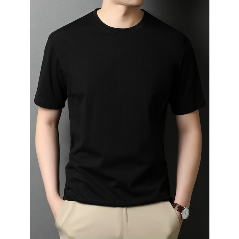 High quality men's T-shirt short-sleeved simple cotton summer dress with suit bottoming shirt cotton half-sleeve T-shirt solid color V