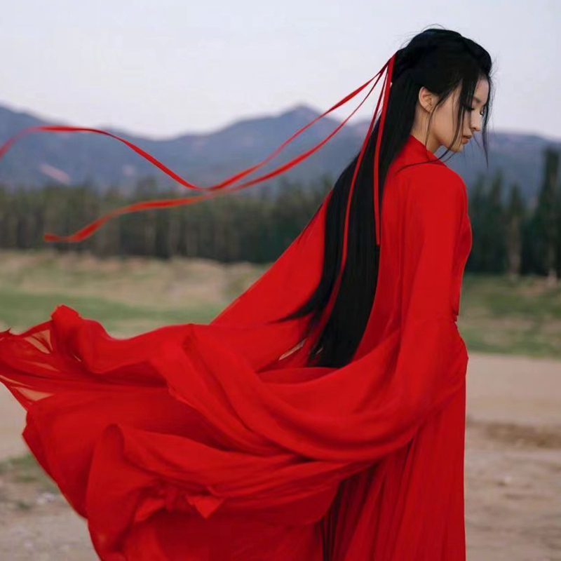2026 New Style Red Hanfu for Women, Wei and Jin Dynasty Style, Martial Arts Ancient Costume, Elegant Chinese Style Classical Dance Performance Outfit for Spring