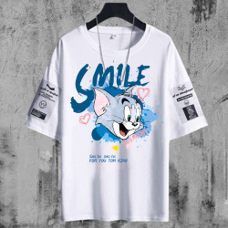 2025 summer cat and mouse with short sleeve T-Shirt men's and women's lovers five sleeve fashion ins Loose half sleeve clothes