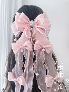 Original Handmade Work, 《Pink Butterfly Pearl Dream》, Fresh and Simple Pearlescent Bow Lolita Hair Accessory, Sweet Ancient Style Spring Clip